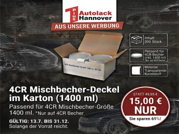 Preview: 1 Karton 4CR Mischbecher Deckel 1400 ml