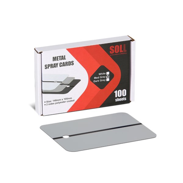 SOLL Metall-Spritzkarte, mittelgrau – 148 x 105 mm